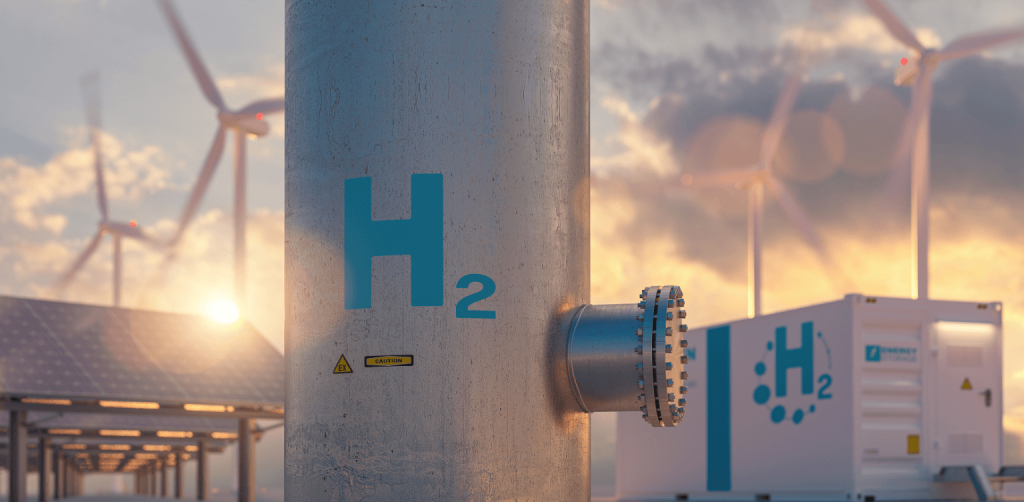 Large metal cannisters of Hydrogen
